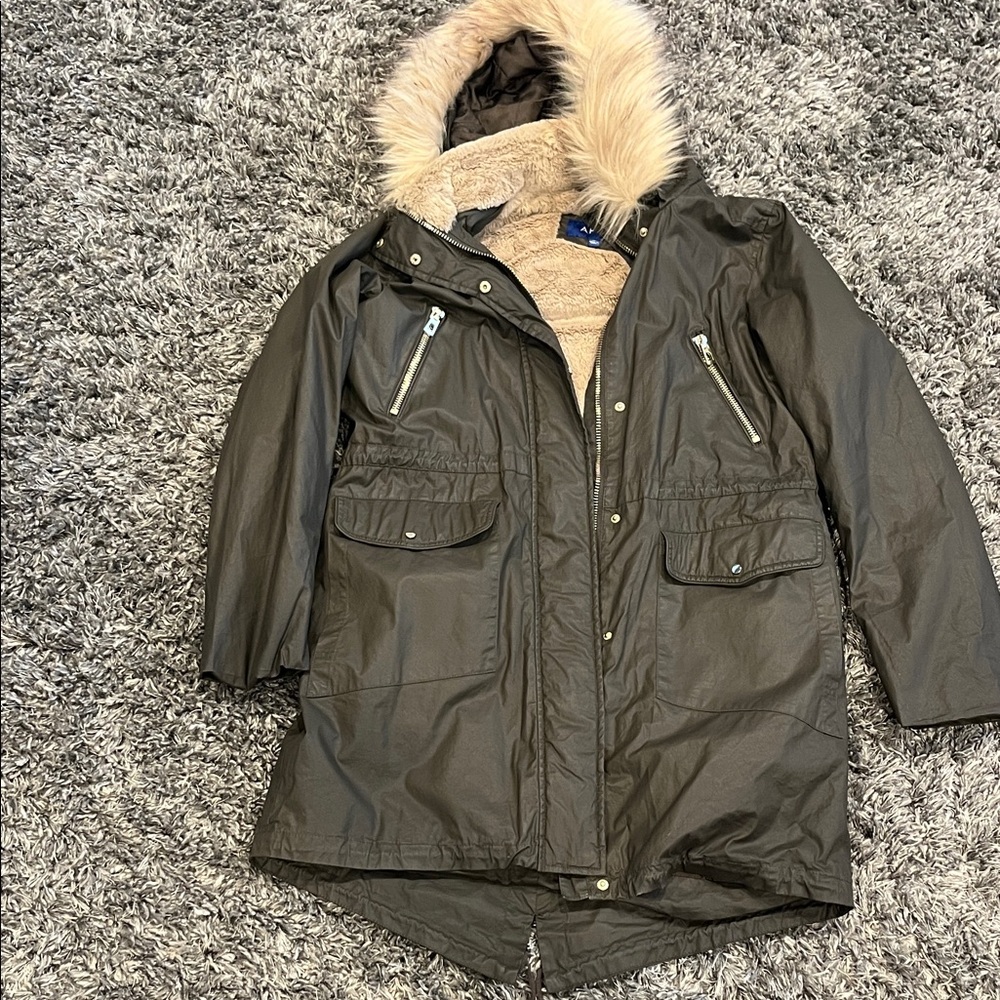Apt. 9 Women’s olive green/gray Fur-Trimmed Puffer Jacket size M